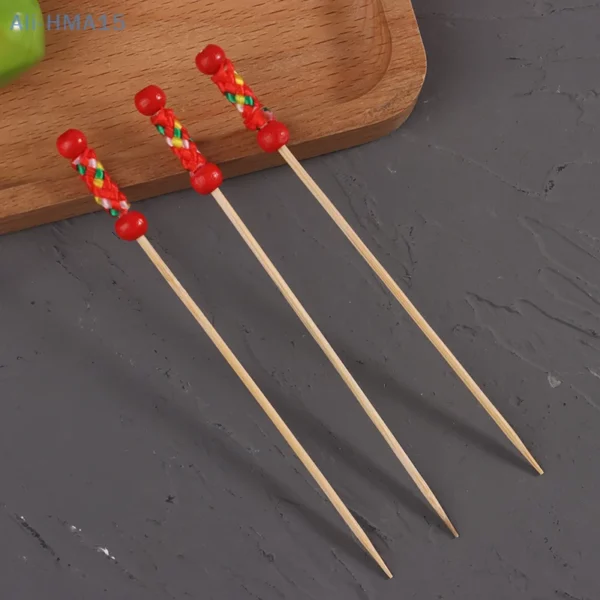 100pcs Pack Creative Fruit Fork Cocktail Stick Bamboo Skewers Candied Haws Stick Used For Buffet Wedding 3