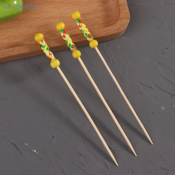 100pcs Pack Creative Fruit Fork Cocktail Stick Bamboo Skewers Candied Haws Stick Used For Buffet Wedding 4