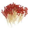 100pc Decoration Bamboo Food Picks Fruit Fork Sticks Buffet Cupcake Toppers Cocktail Forks Wedding Festival Decorations