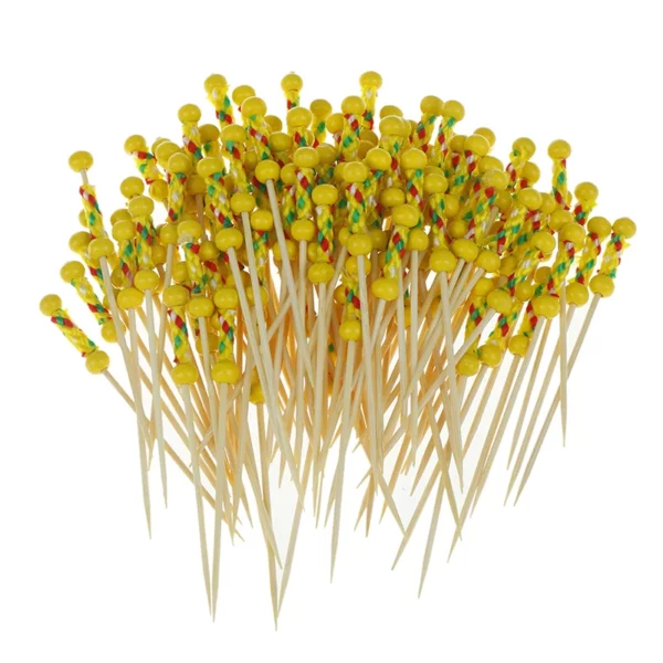 100pc Decoration Bamboo Food Picks Fruit Fork Sticks Buffet Cupcake Toppers Cocktail Forks Wedding Festival Decorations 3