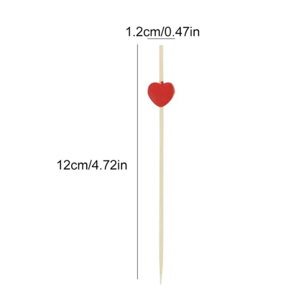 100pcs 12cm Heart Flower Bamboo Pick Buffet Cupcake Fruit Fork Party Dessert Salad Stick Cocktail Skewer 1