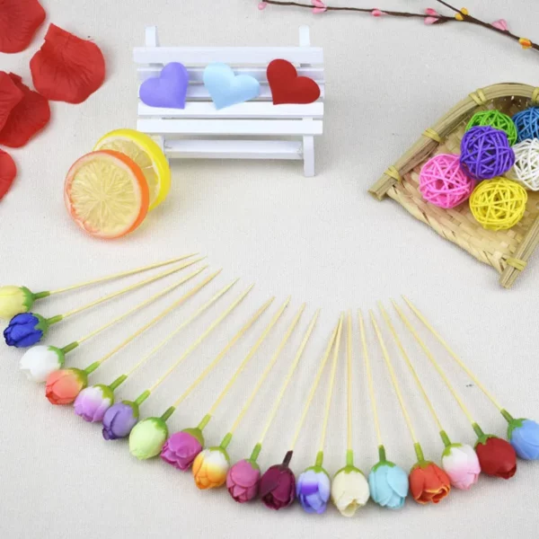 20 Pcs Disposable Bamboo Skewers Food Picks Buffet Cupcake Fruit Fork Party Cake Dessert Salad Vegetable 4