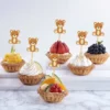 20pcs Cute Bear Disposable Wooden Bamboo Fruit Picks Cocktail Toothpicks Salad Sandwich Buffet Party Desserts Cupcake