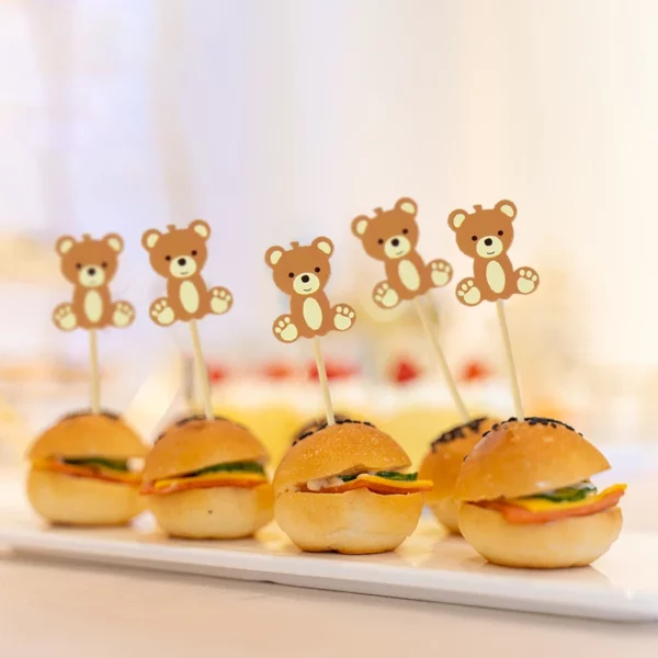 20pcs Cute Bear Disposable Wooden Bamboo Fruit Picks Cocktail Toothpicks Salad Sandwich Buffet Party Desserts Cupcake 4