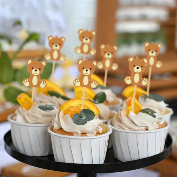 20pcs Cute Bear Disposable Wooden Bamboo Fruit Picks Cocktail Toothpicks Salad Sandwich Buffet Party Desserts Cupcake 5