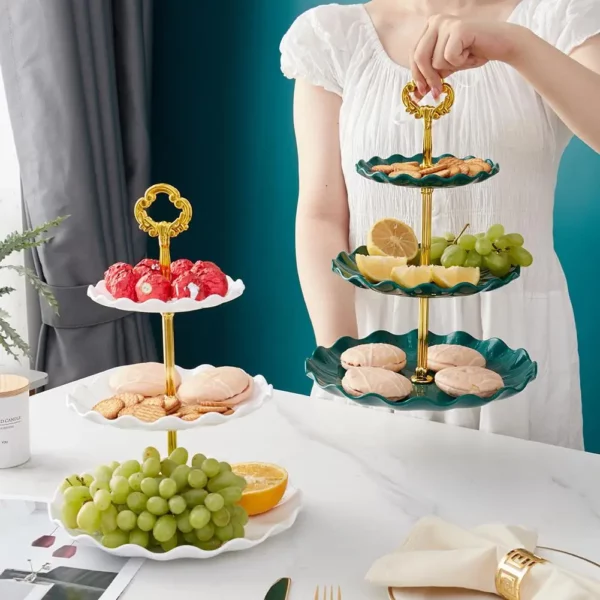 3 Tier Cupcake Stand Fruit Plate Holder Desserts Snack Candy Buffet Stand Tower For Christmas Wedding 1