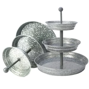 3 Tier Serving Tray Galvanized Rustic Metal Cupcake Stand Tower Holder For Dessert Cupcake Fruit Party