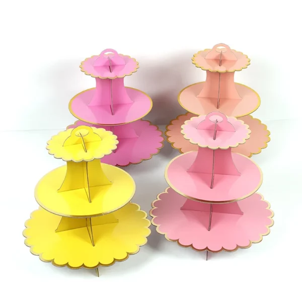 3 Tier Disposable Dessert Cupcake Shelf Birthday Decoration Display Rack Wedding Party Supplies Paper Cake Stand 1