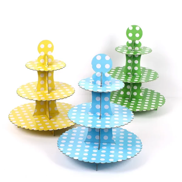 3 Tier Disposable Dessert Cupcake Shelf Birthday Decoration Display Rack Wedding Party Supplies Paper Cake Stand 2