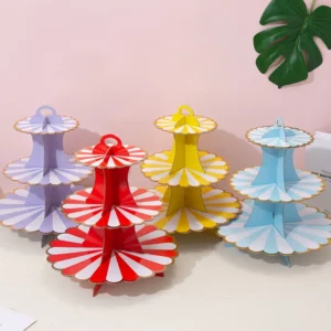 3 Tier Disposable Dessert Cupcake Shelf Birthday Decoration Display Rack Wedding Party Supplies Paper Cake Stand