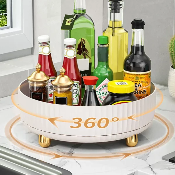 360 Rotation Non Skid Spice Rack Pantry Cabinet Turntable With Wide Base Storage Bin Rotating Organizer 2