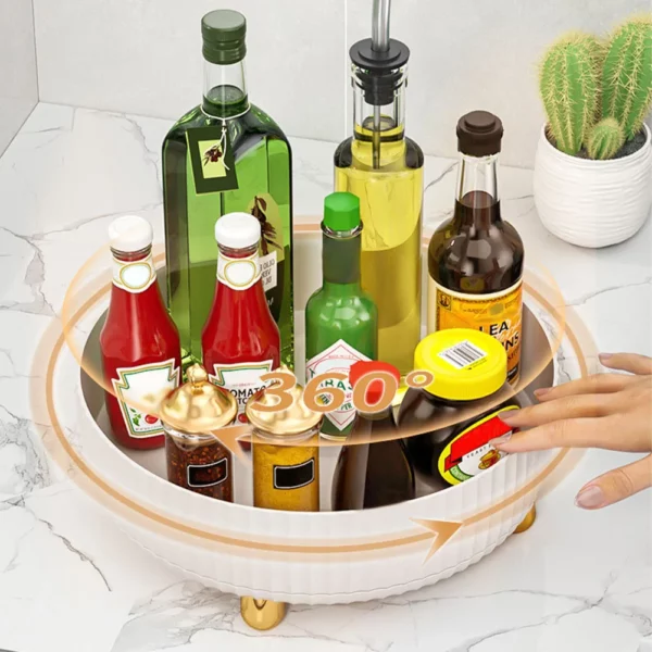 360 Rotation Non Skid Spice Rack Pantry Cabinet Turntable With Wide Base Storage Bin Rotating Organizer 4