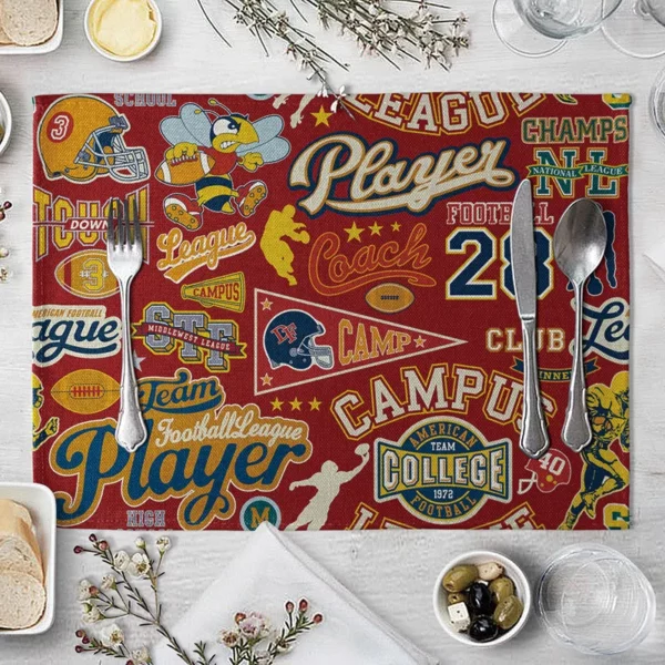 45 32cm creativity road sign pattern cotton linen pad dining table mats vintage bowl cup mat 4