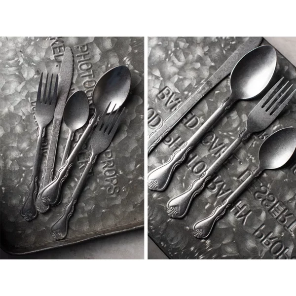 4pcs Set Handmade Vintage Spoon Knife Fork Table Shooting Cutlery Old Style Photographic Props Kitchen Food 5