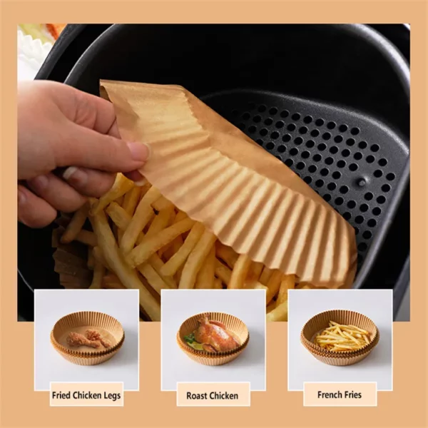 50pcs Air Frying Pan Disposable Wood Pulp Parchment Paper Cheese Cake Pad Air Frying Pan Baking 2