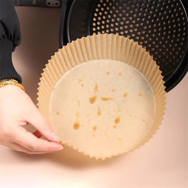 50pcs Air Frying Pan Disposable Wood Pulp Parchment Paper Cheese Cake Pad Air Frying Pan Baking 3