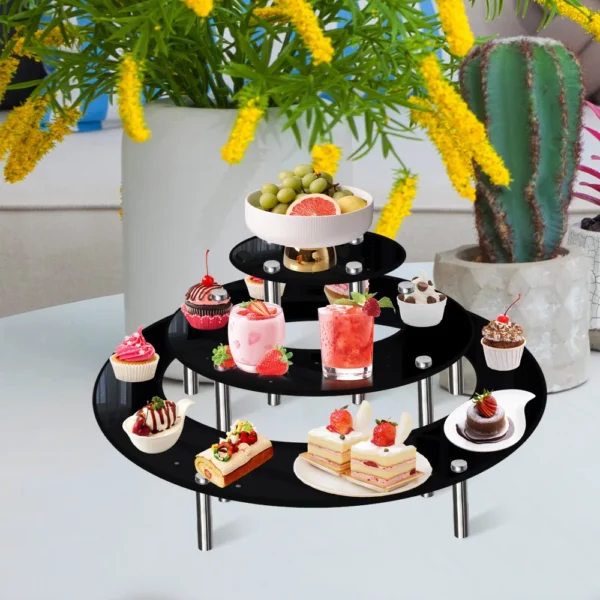 Acrylic Cake Display Stand Cupcake Shelf Multilayer Round Dessert Holder Support Base Buffet Presentation Tray For 2