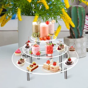 Acrylic Cake Display Stand Cupcake Shelf Multilayer Round Dessert Holder Support Base Buffet Presentation Tray For