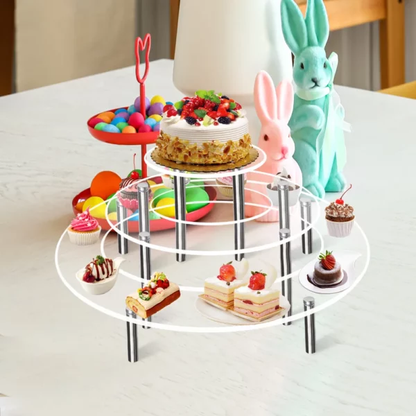 Acrylic Cake Display Stand Cupcake Shelf Multilayer Round Dessert Holder Support Base Buffet Presentation Tray For 4