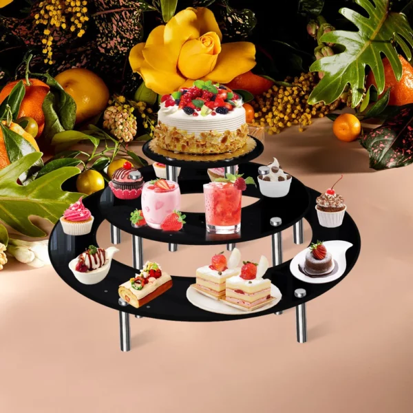 Acrylic Cake Display Stand Cupcake Shelf Multilayer Round Dessert Holder Support Base Buffet Presentation Tray For 5