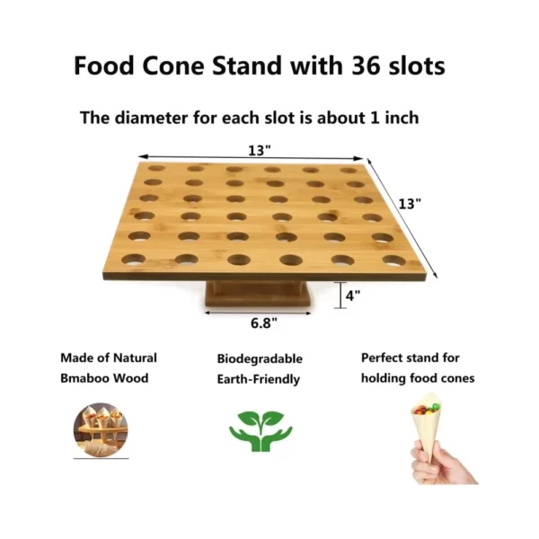 Bamboo Food Cone Stand Sushi Hand Roll Display Stand Ice Cream Cone Holder Party Buffet Wedding 2