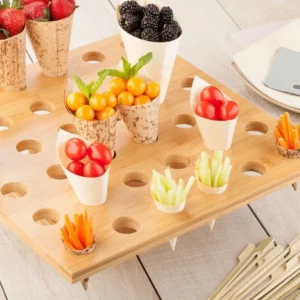 Bamboo Food Cone Stand Sushi Hand Roll Display Stand Ice Cream Cone Holder Party Buffet Wedding