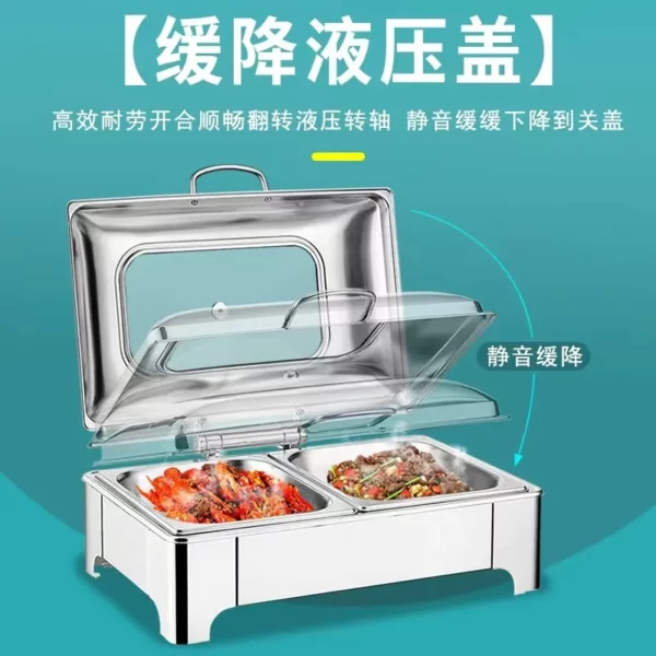 Chaffing Dishes Buffet Catering Stainless Steel Luxury Food Warmer Gold Hydraulic Cheffing Chafing Dish Buffet Set 2