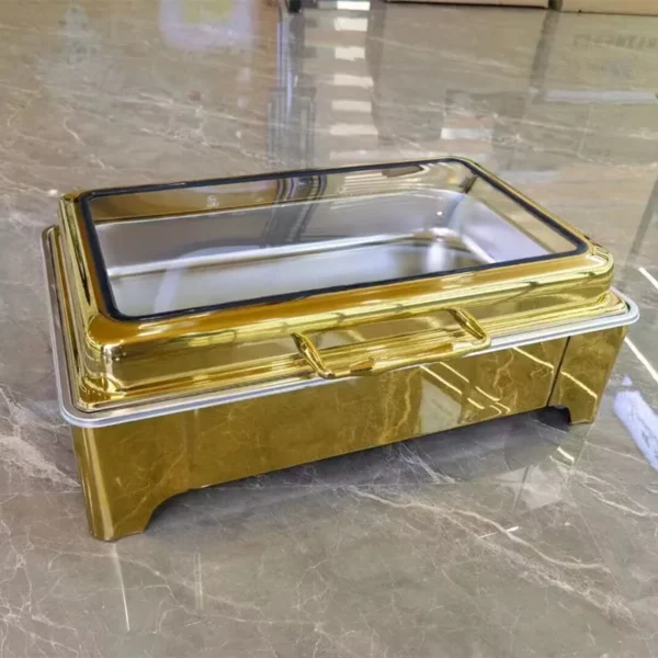 Chaffing Dishes Buffet Catering Stainless Steel Luxury Food Warmer Gold Hydraulic Cheffing Chafing Dish Buffet Set