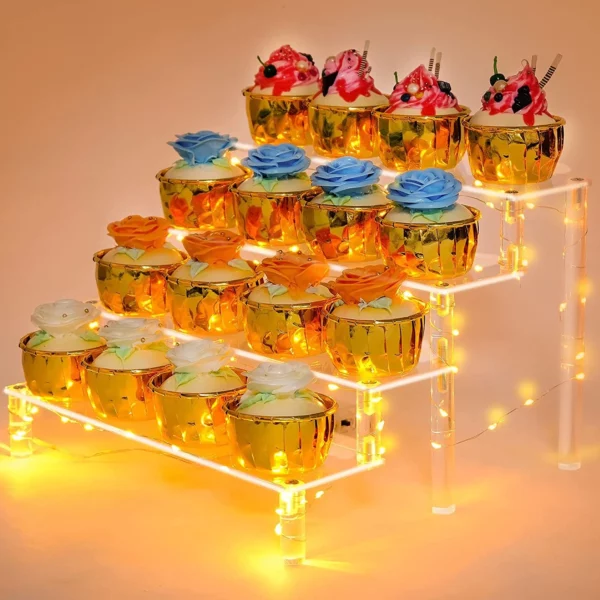 Clear Acrylic Display Stand For Anime Figures Cupcake Shelf Organizer Desserts Holder Jewels Display Risers Perfume 3