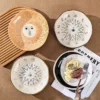 Creative ceramic tableware for household hotels irregular dinner plate japanese retro ceramic western food spaghetti salad