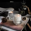 European minimalist vertical grain glass candle holder dining table vintage home decorations candlestick portavelas