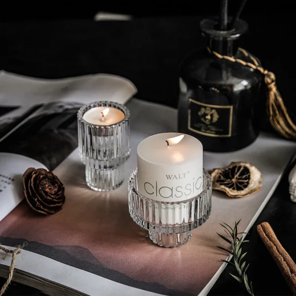 European minimalist vertical grain glass candle holder dining table vintage home decorations candlestick portavelas