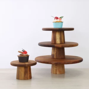 High Stand Wooden Cake Plate Food Serving Trays For Wedding Party Wood Dessert Fruit Snack Cupcake