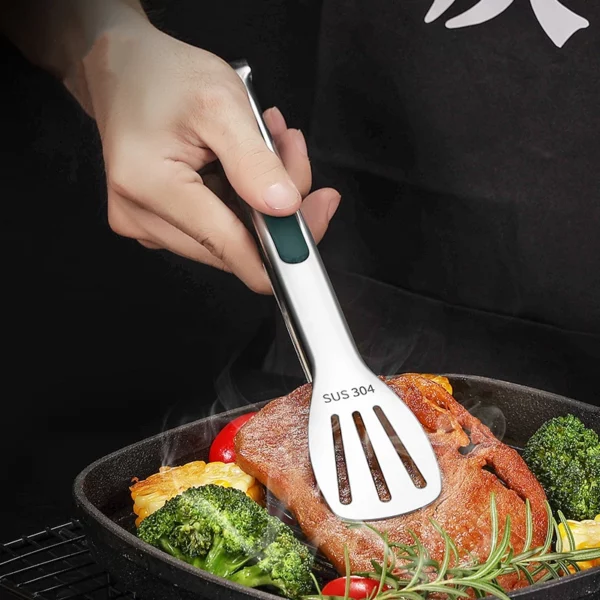 Non Slip Stainless Steel Kitchen Clip Kitchen Food Tongs Bbq Meat Bun Tongs Bbq Buffet Clips 4