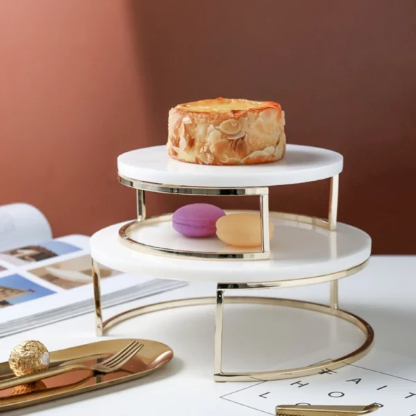 Nordic Marble Cake Display Stand Pastry Fruit Tray Golden Dessert Table Wedding Birthday Party Decoration Rack 2