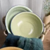 Salad bowl noodle rice bowl durable vintage enamel multifunctional soup plate food containers for kitchen tableware