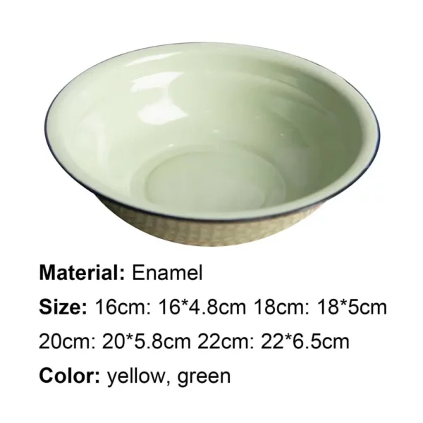 Salad bowl noodle rice bowl durable vintage enamel multifunctional soup plate food containers for kitchen tableware 4