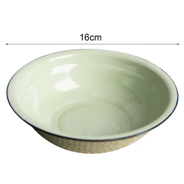 Salad bowl noodle rice bowl durable vintage enamel multifunctional soup plate food containers for kitchen tableware 5