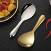 Silver Gold Soup Rice Spoon Tableware Stainless Steel Long Handle Cooker Scoop Buffet Serving Cutlery Kitchen