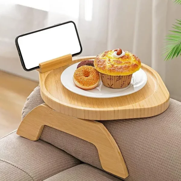 Sofa Arm Table Wood Couch Armrest Table Wood Armrest Tray Foldable Couch Cup Holder For Remote 1