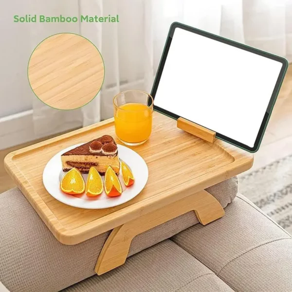 Sofa Arm Table Wood Couch Armrest Table Wood Armrest Tray Foldable Couch Cup Holder For Remote 2