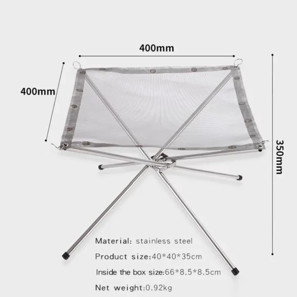 Stainless Steel Brackets Mesh Fire Pit Portable Outdoor Fire Pit Foldable Camping Fire Barbecue Metal Stand 3