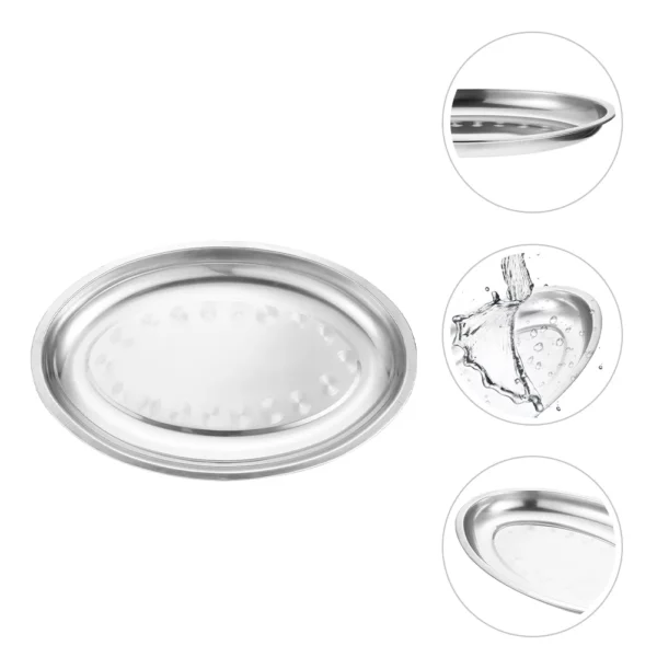 Stainless Steel Buffet Serving Plate Dessert Appetizer Dish Meat Oval Plate 3