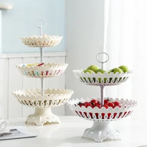 Tableware 3 Layer Kitchen Fruit Bowl Stand Creative Nordic Style Snack Fruit Dessert Plate Tableware For