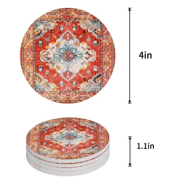 Vintage Indian Bohemia Ceramic Coasters Absorbent Tableware Mat Home Coffee Dining Table Decoration Placemat Gift 1