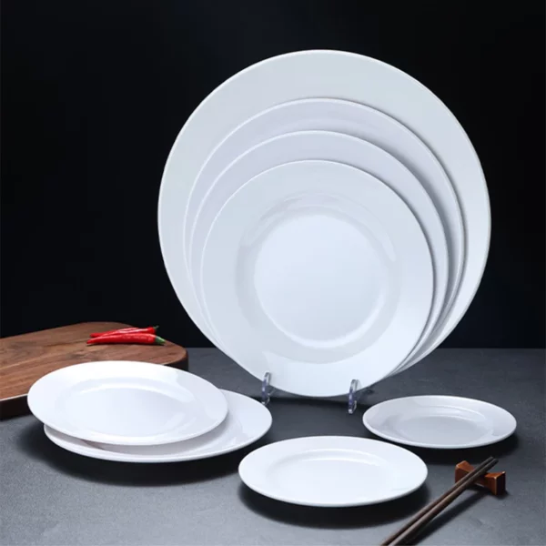 White Disc Plastic Imitation Porcelain Dish Melamine Disk Self Service Plate Commercial Dishes Buffet Plate Melamine 1