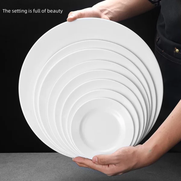 White Disc Plastic Imitation Porcelain Dish Melamine Disk Self Service Plate Commercial Dishes Buffet Plate Melamine 2