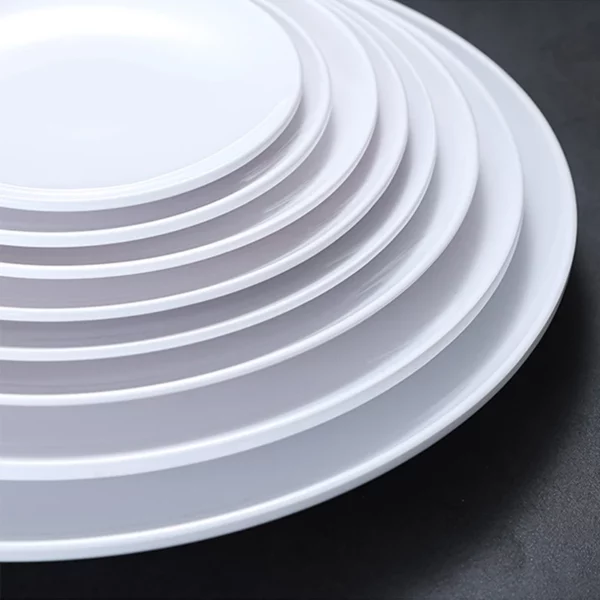 White Disc Plastic Imitation Porcelain Dish Melamine Disk Self Service Plate Commercial Dishes Buffet Plate Melamine 3