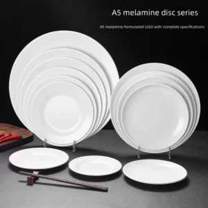 White Disc Plastic Imitation Porcelain Dish Melamine Disk Self Service Plate Commercial Dishes Buffet Plate Melamine