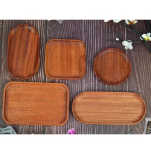 Wooden Tray Serving Platter Restaurant Retro Snack Tray Buffet Salad Dried Fruit Plate Coffee Milk Mark